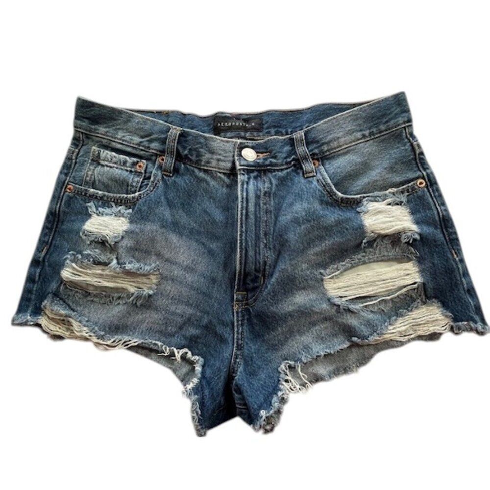 Aeropostle Vintage High Rise Distressed Denim Cutoff Shorts-  Size 10 Grunge